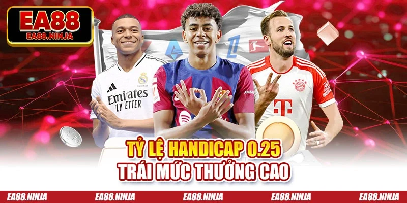 Tỷ lệ handicap 0.25 trái mức thưởng cao